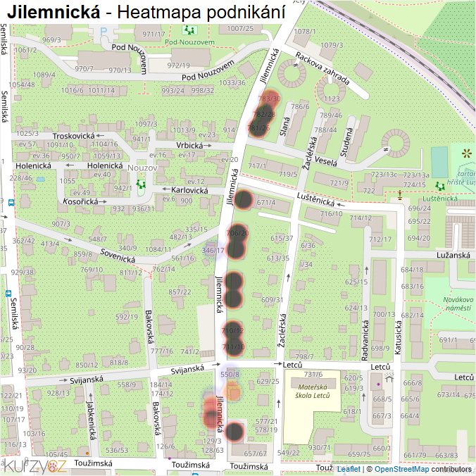 Mapa Jilemnická - Firmy v ulici.