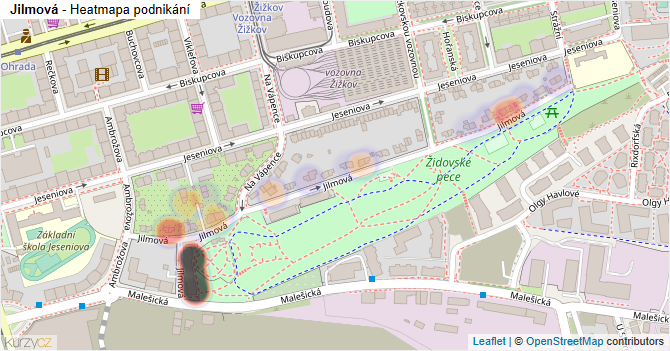 Jilmová - mapa podnikání