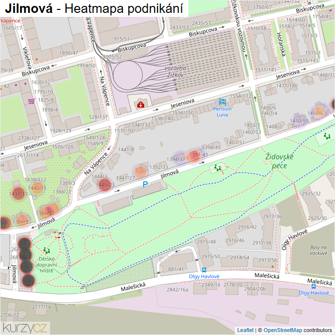 Mapa Jilmová - Firmy v ulici.