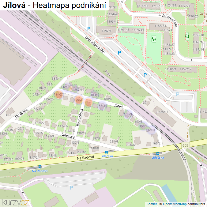 Mapa Jílová - Firmy v ulici.