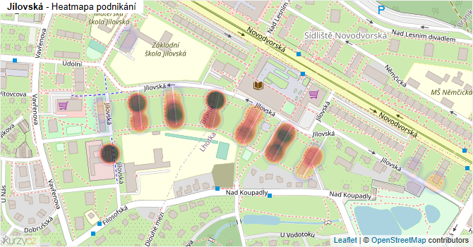 Jílovská - mapa podnikání