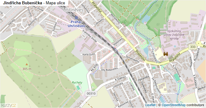 Jindřicha Bubeníčka - mapa ulice