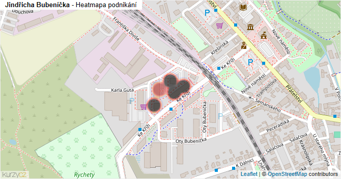 Jindřicha Bubeníčka - mapa podnikání