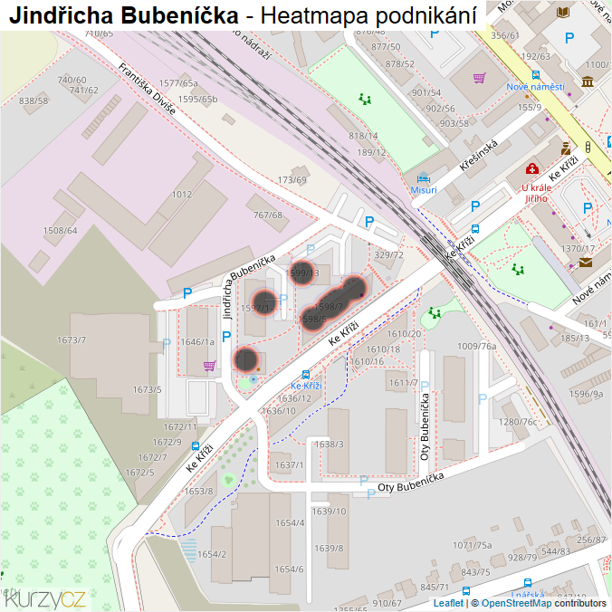 Mapa Jindřicha Bubeníčka - Firmy v ulici.