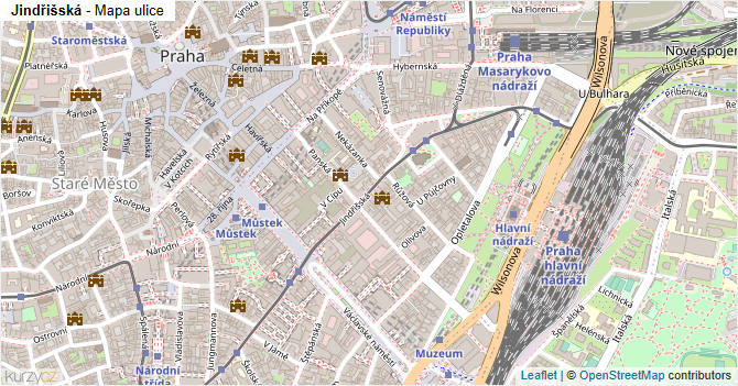 Jindřišská - mapa ulice