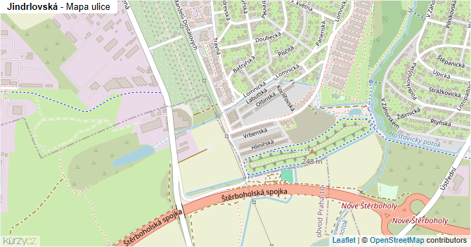 Jindrlovská - mapa ulice