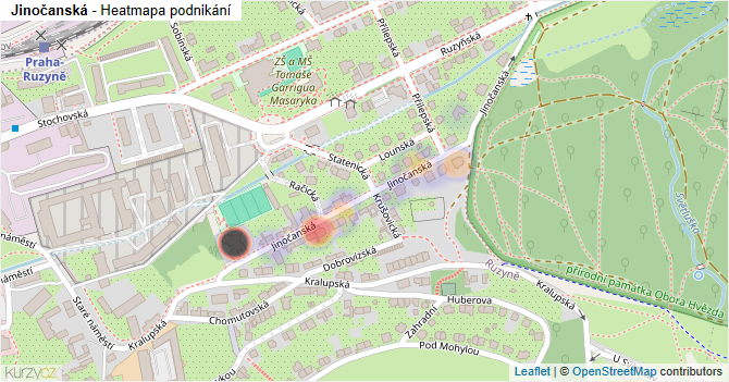 Jinočanská - mapa podnikání