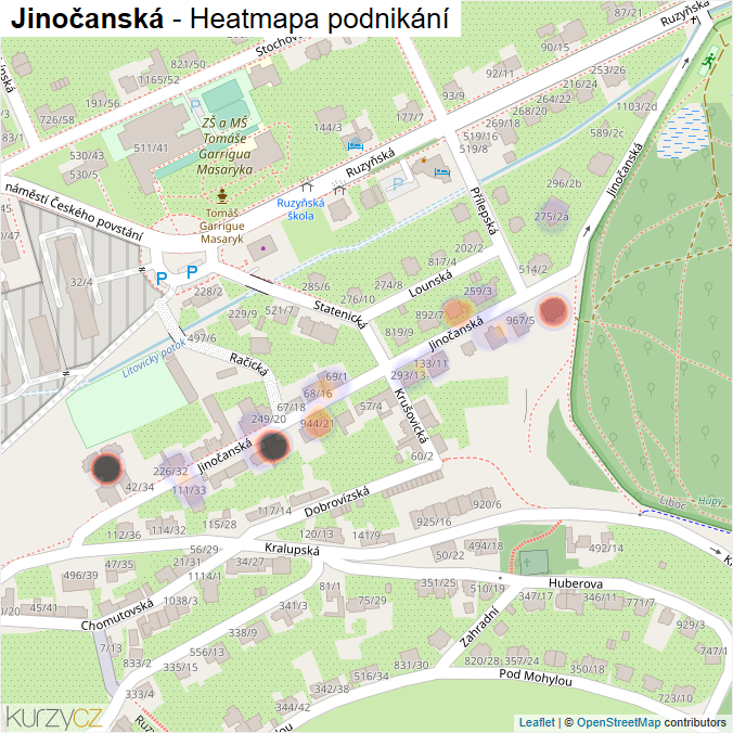 Mapa Jinočanská - Firmy v ulici.