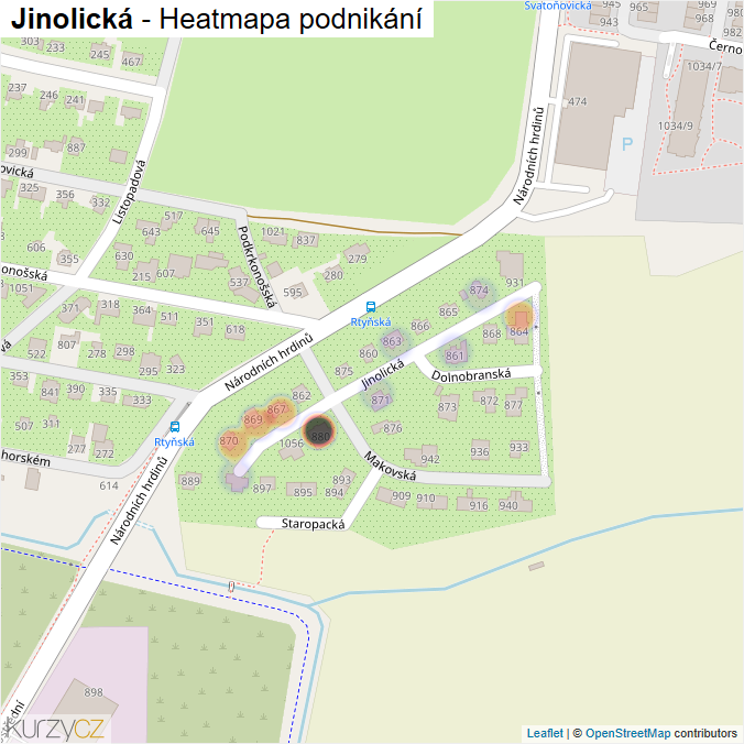 Mapa Jinolická - Firmy v ulici.
