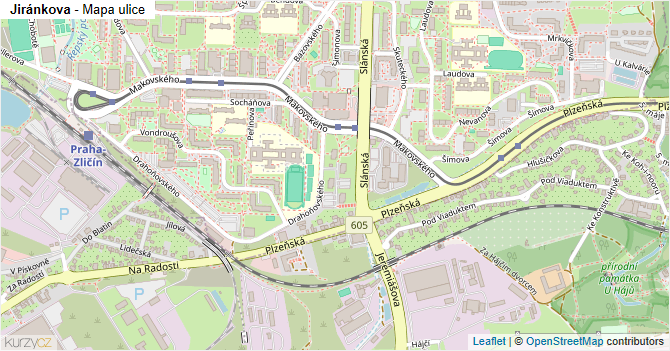 Jiránkova - mapa ulice