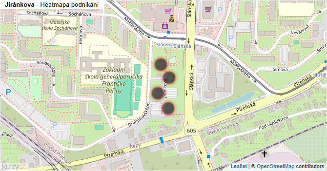 Jiránkova - mapa podnikání