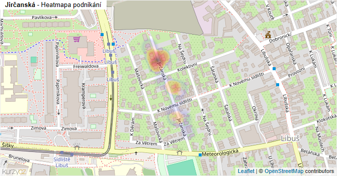 Jirčanská - mapa podnikání