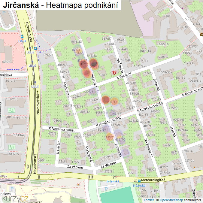 Mapa Jirčanská - Firmy v ulici.