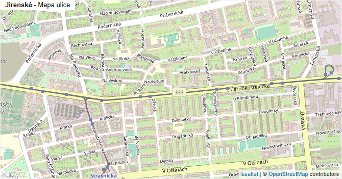 Jirenská - mapa ulice