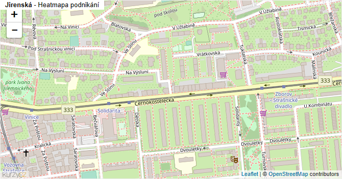 Jirenská - mapa podnikání