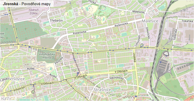 Jirenská - záplavové mapy stoleté vody
