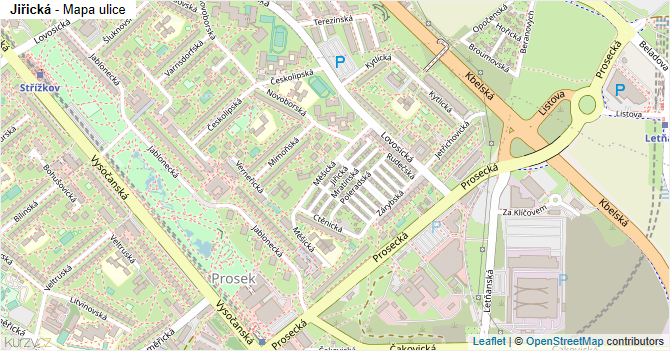 Jiřická - mapa ulice