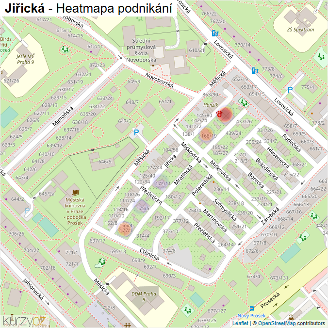 Mapa Jiřická - Firmy v ulici.