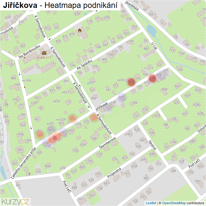 Mapa Jiříčkova - Firmy v ulici.