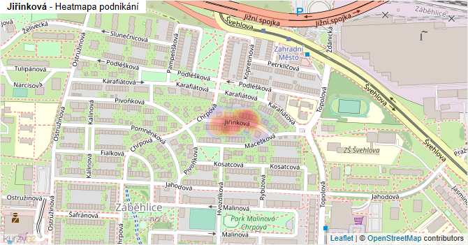 Jiřinková - mapa podnikání