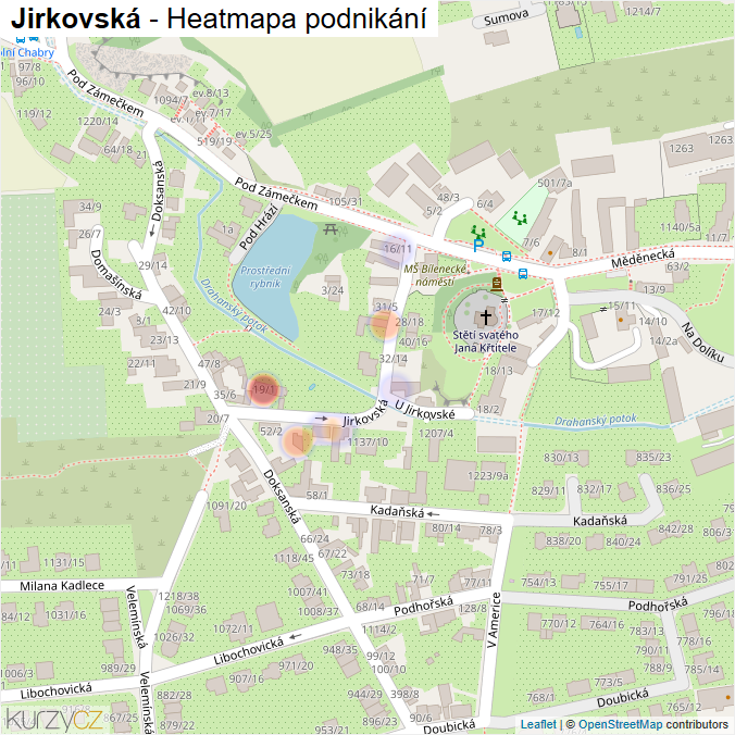 Mapa Jirkovská - Firmy v ulici.