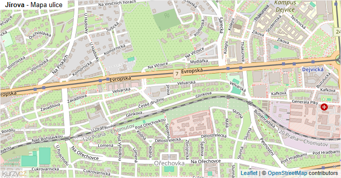 Jírova - mapa ulice