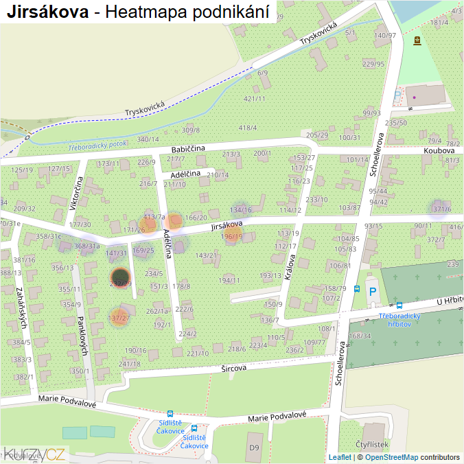 Mapa Jirsákova - Firmy v ulici.