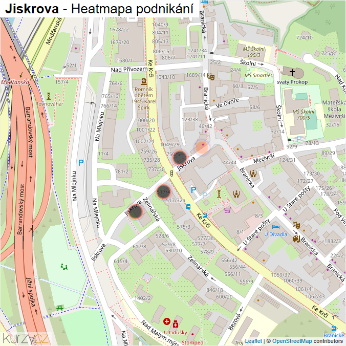 Mapa Jiskrova - Firmy v ulici.