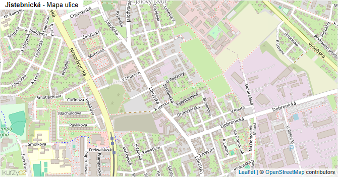 Jistebnická - mapa ulice