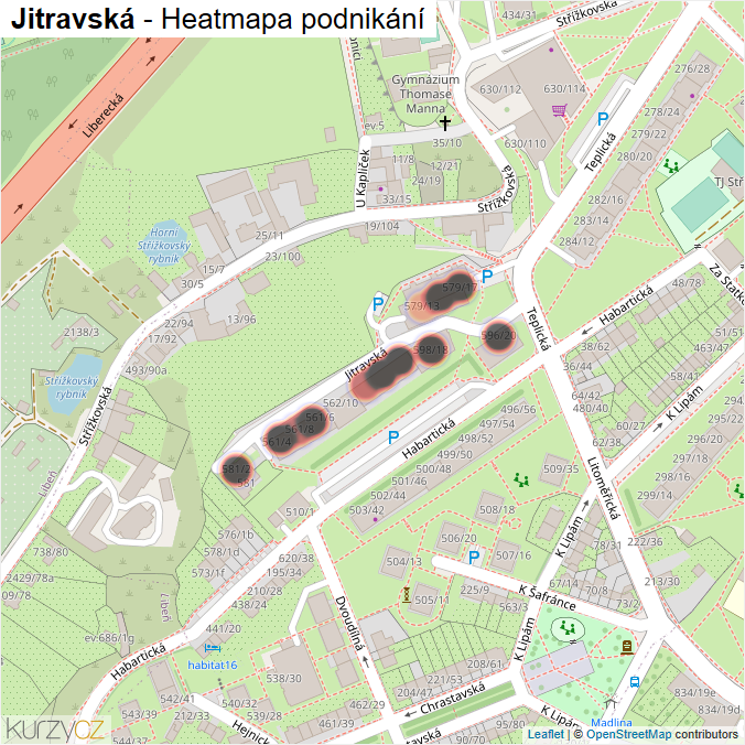 Mapa Jitravská - Firmy v ulici.