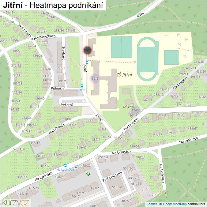 Mapa Jitřní - Firmy v ulici.
