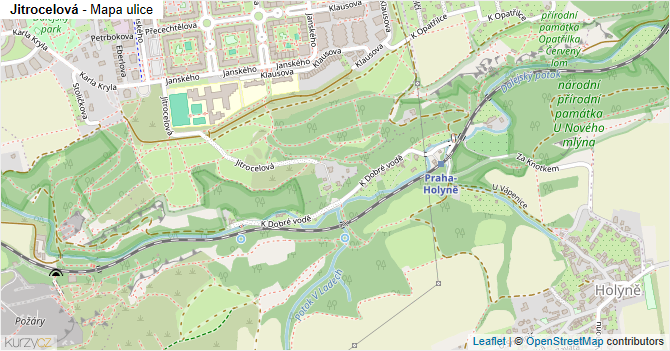 Jitrocelová - mapa ulice