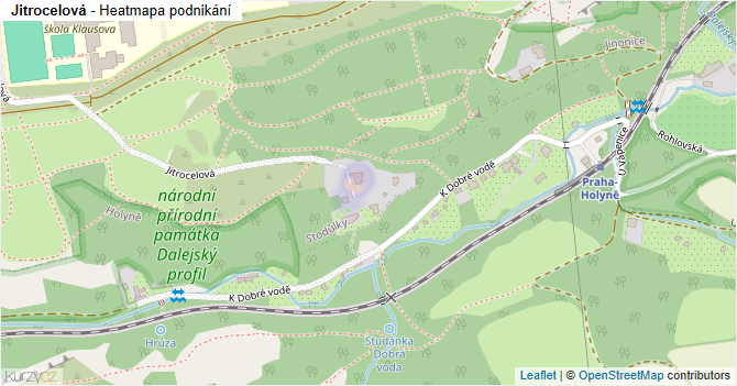 Jitrocelová - mapa podnikání