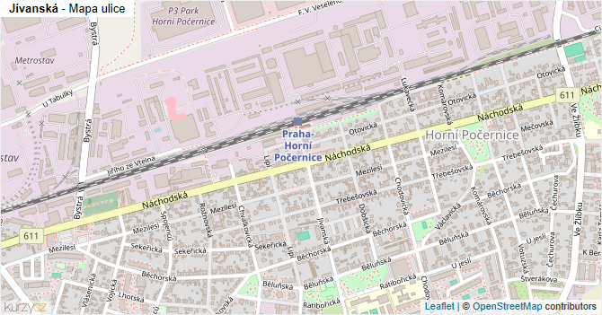 Jívanská - mapa ulice