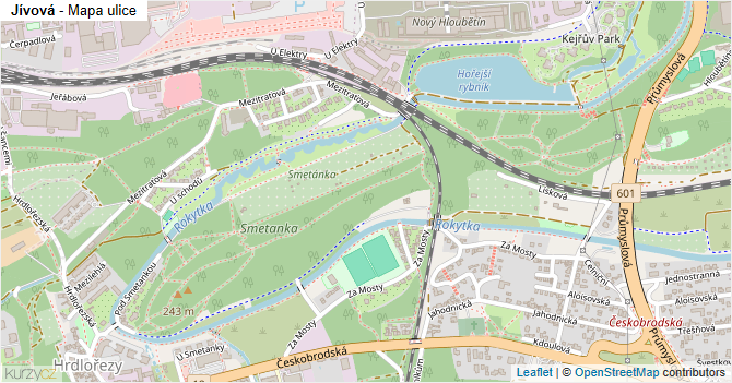 Jívová - mapa ulice