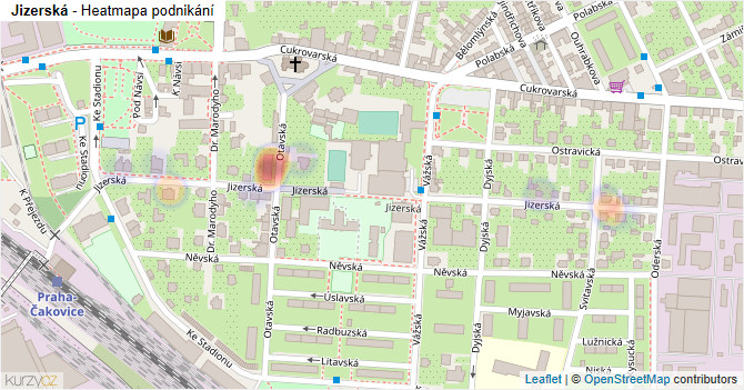 Jizerská - mapa podnikání