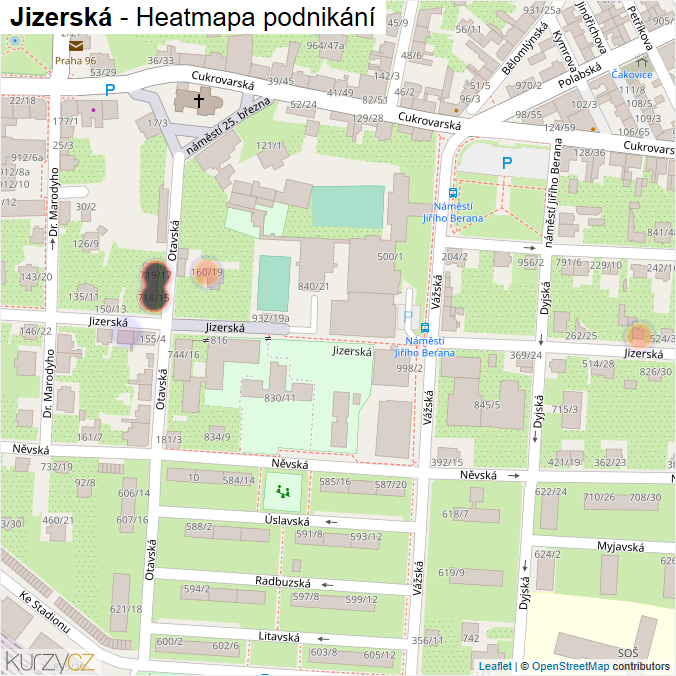 Mapa Jizerská - Firmy v ulici.