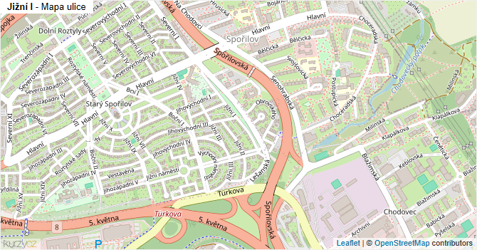 Jižní I - mapa ulice
