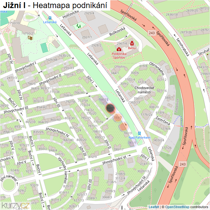 Mapa Jižní I - Firmy v ulici.