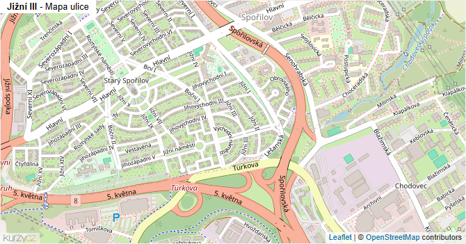 Jižní III - mapa ulice