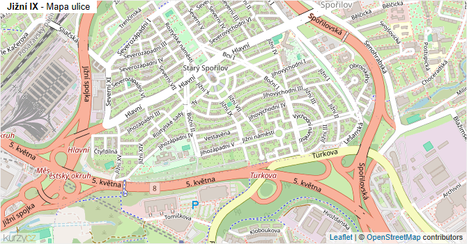 Jižní IX - mapa ulice
