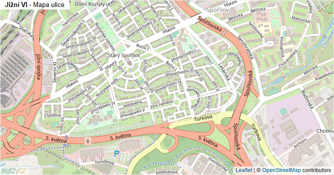 Jižní VI - mapa ulice