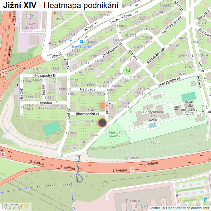 Mapa Jižní XIV - Firmy v ulici.