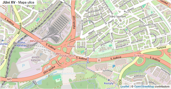 Jižní XV - mapa ulice