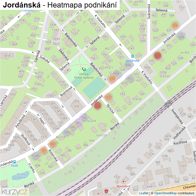 Mapa Jordánská - Firmy v ulici.
