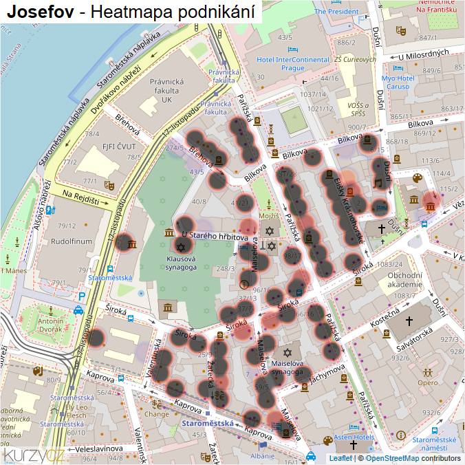 Mapa Josefov - Firmy v části obce.