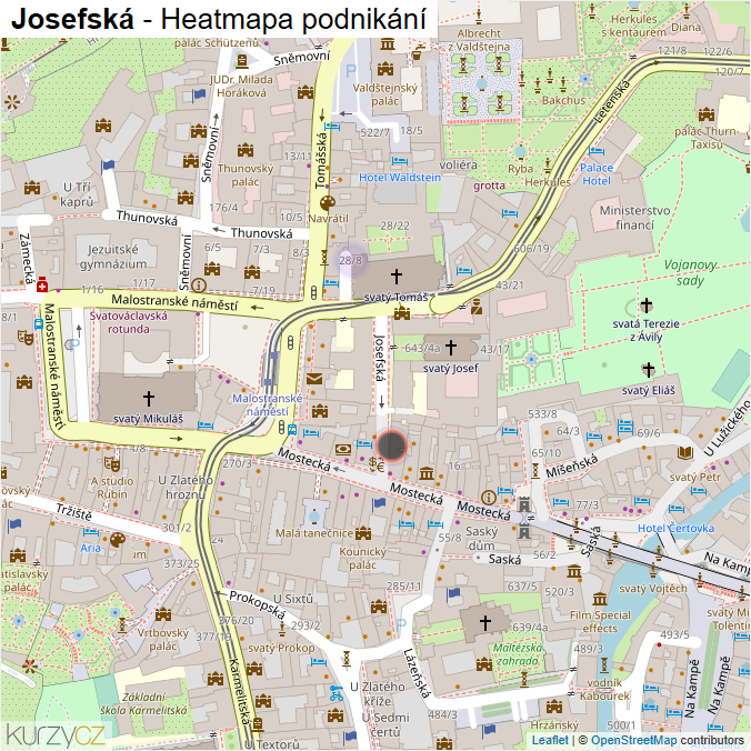 Mapa Josefská - Firmy v ulici.