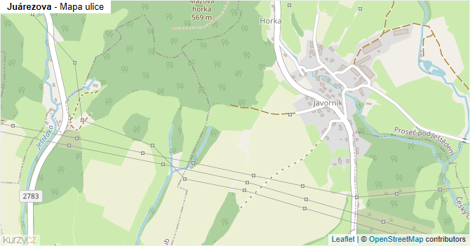 Juárezova - mapa ulice