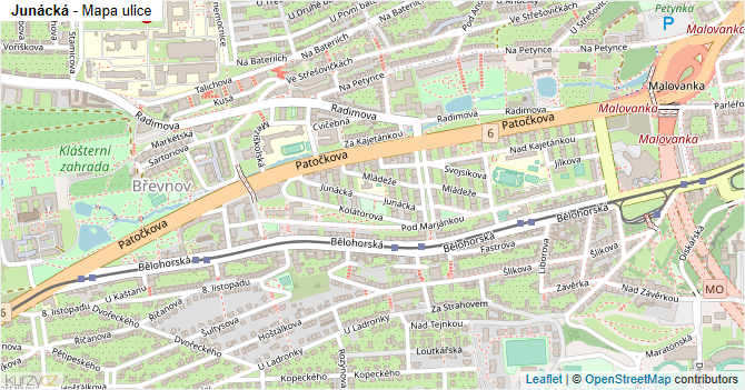 Junácká - mapa ulice