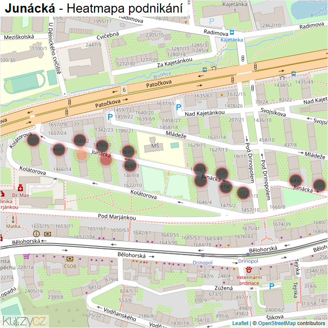 Mapa Junácká - Firmy v ulici.